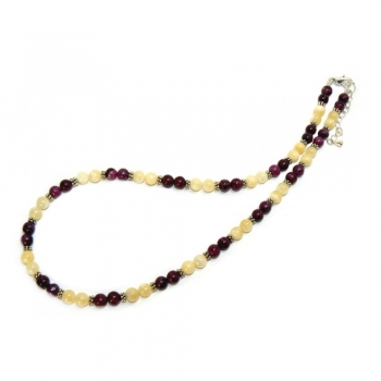 Purple Jasper And Honey Jade Drop Beaded Necklace Purple Jasper And Honey Jade Drop Beaded Necklace